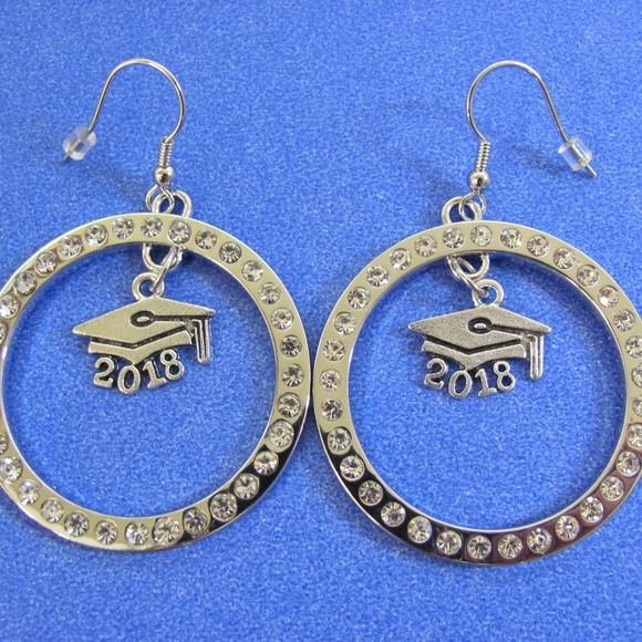 Graduation Gift Class of 2018 Earrings Platinum Pl - Picture 3 of 8